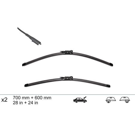 Valeo VM404 Silencio Flat Wiper Blades Front Set (700 / 600mm) for Peugeot 307 CC 2003 to 2007