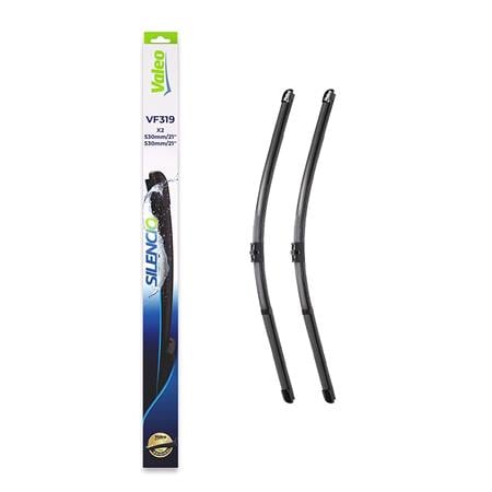Valeo VF319 Silencio Flat Wiper Blades Front Set (530 / 530mm   Side Pin Arm Connection) for GOLF Mk IV Estate 1999 to 2006
