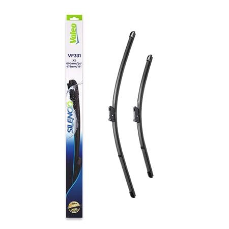 Valeo VF331 Silencio Flat Wiper Blades Set (600 / 475mm   Push Button Arm Connection) for SCIROCCO 2008 Onwards