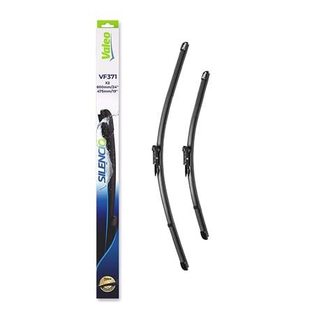 Valeo VF371 Silencio Flat Wiper Blades Front Set (600 / 475mm   Pinch Tab Arm Connection) for BMW 3 Series Convertible 2006 to 2011