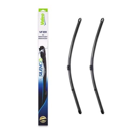 Valeo VF391 Silencio Flat Wiper Blades Front Set (600 / 600mm   Side Pin Arm Connection) for Mercedes E CLASS 2009 to 2015
