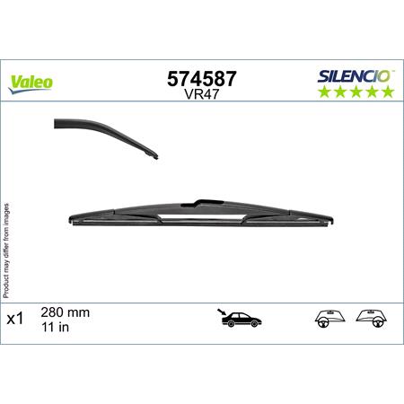 Valeo VR47 Silencio Rear Wiper Blade (280mm) for Kia STONIC 2017 Onwards