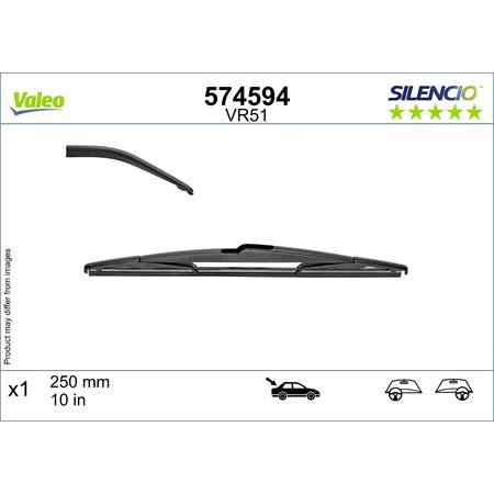 Valeo VR51 Silencio Rear Wiper Blade (250mm) for Vauxhall ASTRA Estate 2015 to 2021
