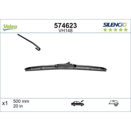 Valeo VH148 Silencio Hybrid Passenger Side Wiper Blade (500mm) for RANGE ROVER IV 2012 to 2016