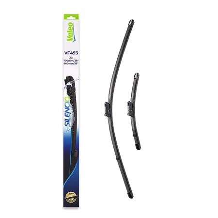 Valeo VF493 Silencio Flat Wiper Blades Front Set (700 / 400mm   Push Button Arm Connection) for Ford Tourneo Connect 2022 Onwards