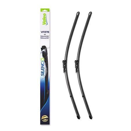 Valeo VF878 Silencio Flat Wiper Blades Front Set (750 / 750mm   Pinch Tab Arm Connection) for Ford S Max 2015 Onwards