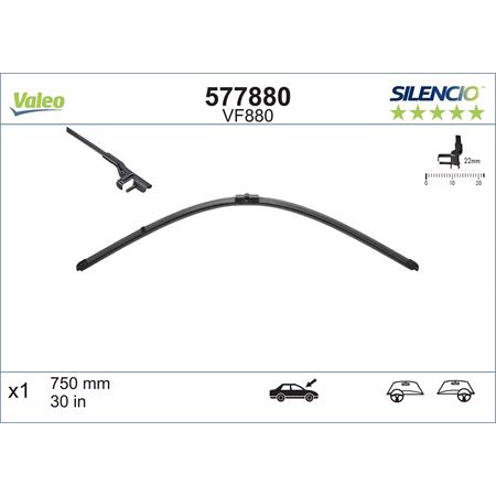Valeo VF880 Silencio Centre Wiper Blade (750mm) for Audi A2, 2000 to 2005