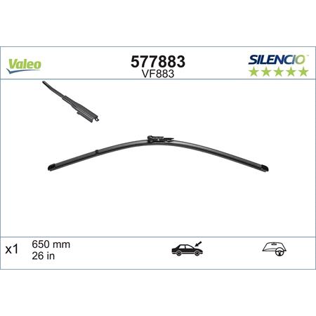 Valeo VF883 Silencio Wiper Blade (650mm) for Peugeot 108, 2014 to 2022