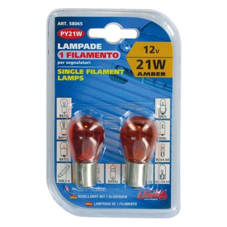 Lampa 12V PY21W BAu15s Amber Bulb   Twin Pack