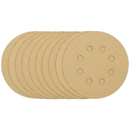 Draper 58111 Gold Sanding Discs With Hook & Loop, 125mm, 120 Grit (Pack Of 10)