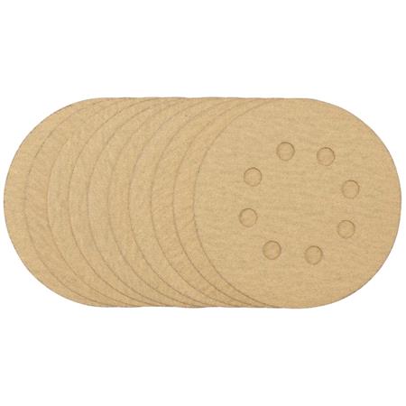 Draper 58113&nbsp;Gold Sanding Discs With Hook & Loop, 125mm, 180 Grit (Pack Of 10)