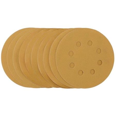 Draper 59766 Gold Sanding Discs With Hook & Loop, 125mm, 320 Grit (Pack Of 10)