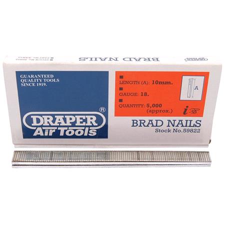 Draper 59822 10mm Brad Nails (5000)