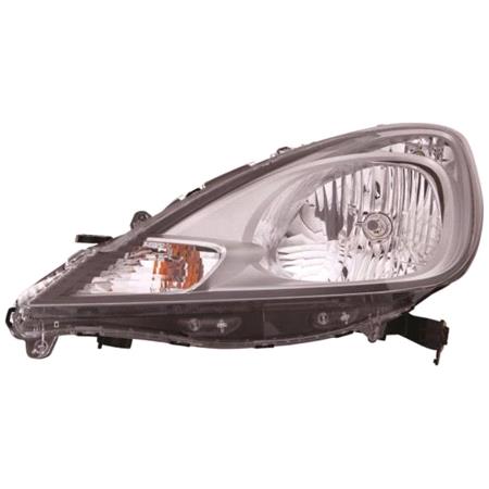 Left Headlamp (Halogen, Takes H4 Bulb, Supplied Without Motor, Not For Hybrid Models) for Honda JAZZ 2011 on