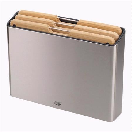 Joseph Joseph Folio Steel Bamboo 3 Piece Chopping Board Set   Steel
