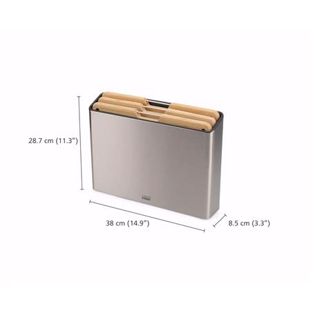 Joseph Joseph Folio Steel Bamboo 3 Piece Chopping Board Set   Steel
