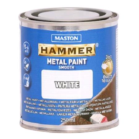 Maston Hammer Metal Paint   Smooth White   250ml