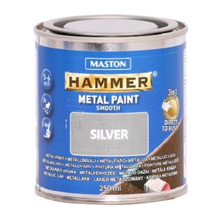 Maston Hammer Metal Paint   Smooth Silver   250ml