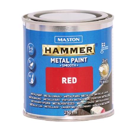 Maston Hammer Metal Paint   Smooth Red   250ml