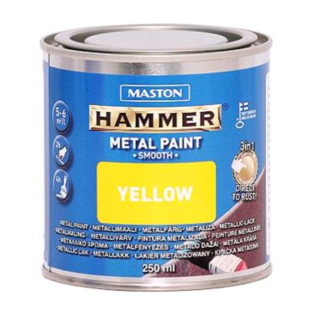 Maston Hammer Metal Paint   Smooth Yellow   250ml