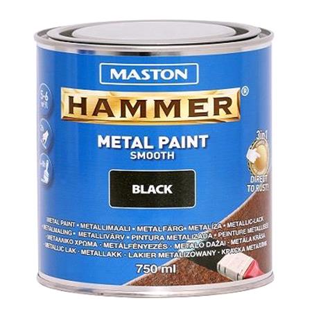 Maston Hammer Metal Paint   Smooth Black   750ml