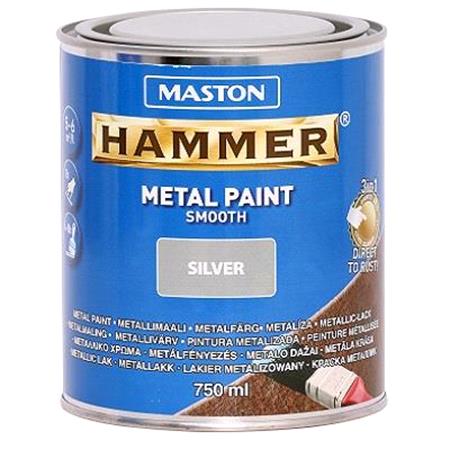 Maston Hammer Metal Paint   Smooth Silver   750ml
