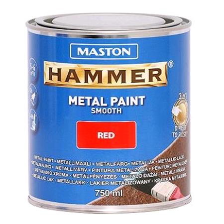 Maston Hammer Metal Paint   Smooth Red   750ml