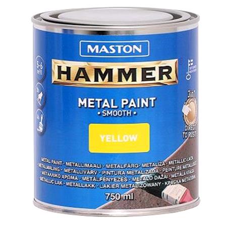 Maston Hammer Metal Paint   Smooth Yellow   750ml