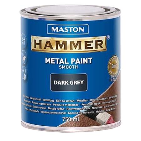 Maston Hammer Metal Paint   Smooth Dark Grey   750ml