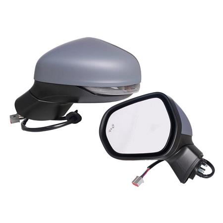 Left Wing Mirror (electric, heated, indicator lamp, blind spot indicator, power folding, primed cover) for Ford FIESTA Van, 2018 Onwards