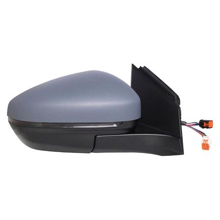 Right Wing Mirror (electric, heated, primed, indicator lamp, puddle lamp, power folding, 2 connectors) for Peugeot 5008 II 2016 Onwards