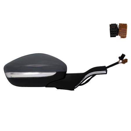 Right Wing Mirror (electric, heated, indicator, power folding, primed cover) for Peugeot 208 2012 2018