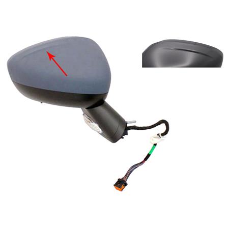 Right Wing Mirror (electric, heated, primed cover, indicator, black arm / base) for Citroen DS4 2011 Onwards