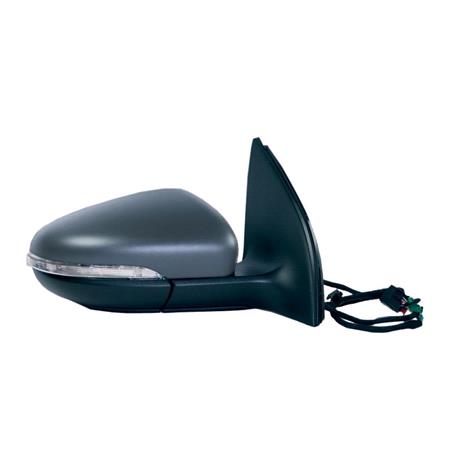 Right Wing Mirror (electric, heated, indicator, puddle lamp, power folding, primed cover) for Volkswagen GOLF VI, 2008 2012