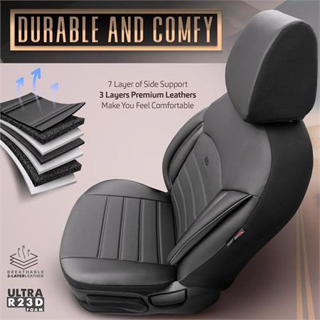 Premium Leather Car Seat Covers INSPIRE SERIES   Black For Kia PICANTO 2017 Onwards