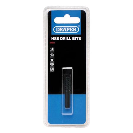 Draper 62882 HSS Twist Drill Bits, 1.5 x 40mm (Pack of 10)