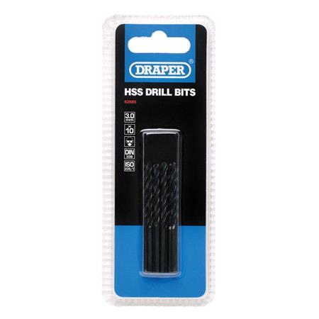 Draper 62885 HSS Twist Drill Bits, 3.0 x 60mm (Pack of 10)
