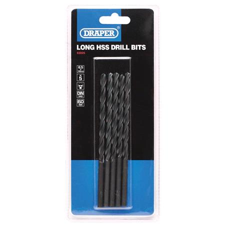 Draper 63025 Long HSS Drill Bit 6.5mm (Pack of 5)