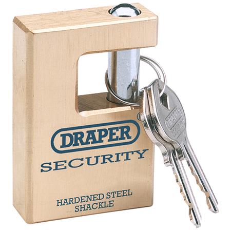Draper Expert 64201 63mm Quality Close Shackle Solid Brass Padlock and 2 Keys with Hardened Steel Shackle