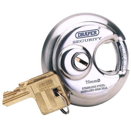Draper Expert 64209 70mm Diameter Stainless Steel Padlock and 2 Keys