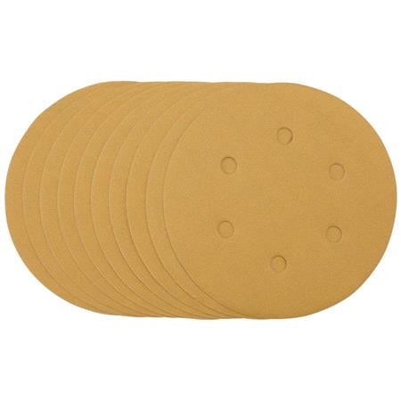 Draper 64265 Gold Sanding Discs With Hook & Loop, 150mm, 320 Grit (Pack Of 10)