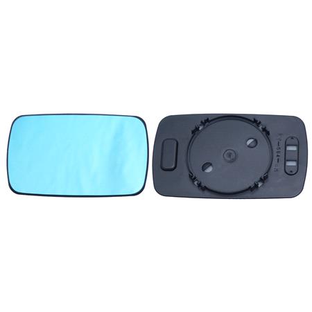 Left Blue Mirror Glass (heated) & Holder for BMW 5 Touring, 1991 1997