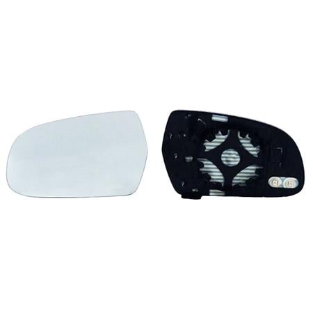 Left Wing Mirror Glass (heated, for 115mm tall mirrors   see images) and Holder for AUDI A3 Sportback, 2010 2013, Please measure at the centre of glass to ensure its 115mm, otherwise this glass may not fit