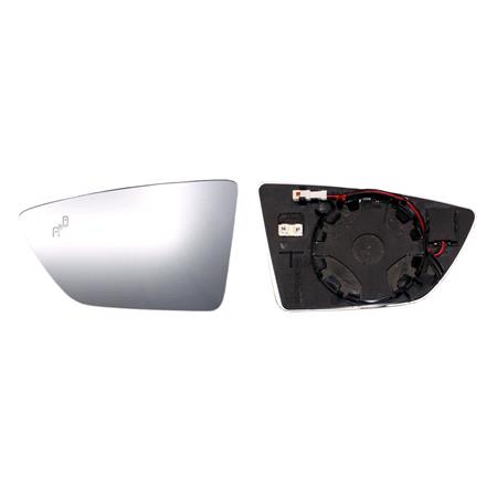 Left Wing Mirror Glass (heated, blind spot warning indicator) and holder for Seat ARONA 2017 Onwards