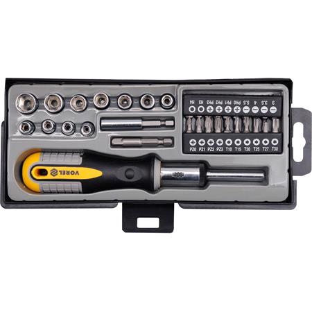 RATCHET SCREWDRIVER SET W. BITS 34PCS