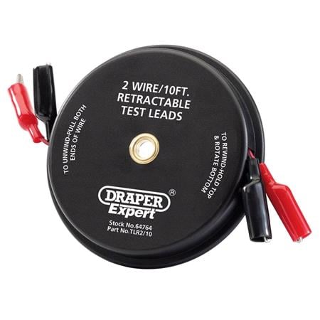 Draper Expert 64764 10ft 2 Wire Retractable Test Leads