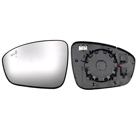 Left Wing Mirror Glass (heated, blind spot warning indicator) and holder for Renault CLIO V 2019 Onwards
