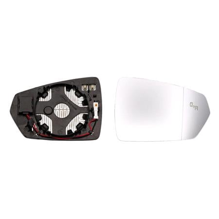 Right Wing Mirror Glass (heated, blind spot warning indicator) and holder for Volkswagen POLO 2017 Onwards