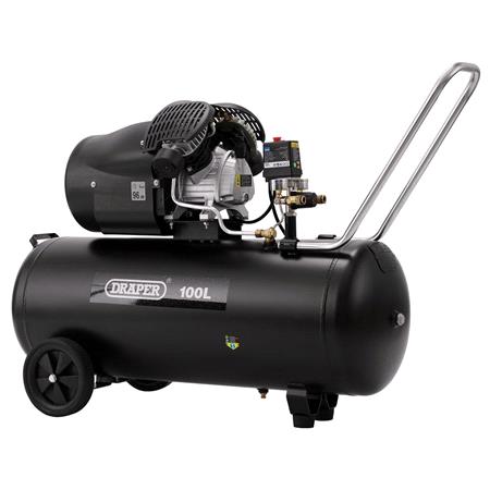 Draper 65396 100L Direct Drive V Twin Air Compressor, 2.2kW/3hp