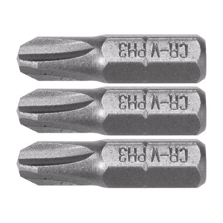 SCREWD BITS 1/4 25MM PH1, PH2, PH3 3PCS
